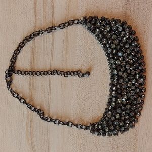 Chico's Gunmetal Beaded Statement Necklace